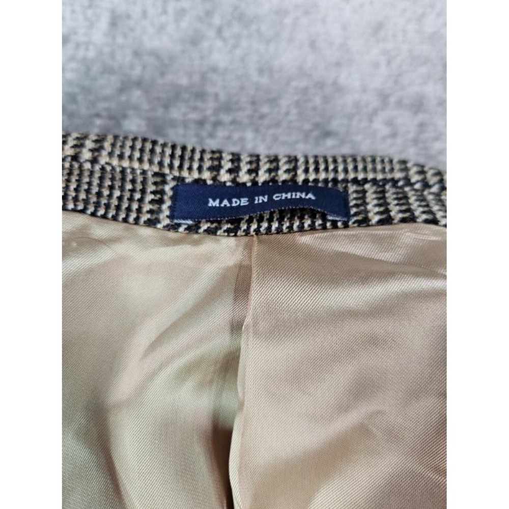 Vintage Ralph Lauren Suit Jacket 42 L Beige Black Wool Cashmere Prince of Whales - Picture 15 of 16